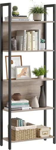 Miniatura 10 de VASAGLE ULLS025B50 - Estantería industrial de 5 niveles y marco de acero, para sala de estar, oficina en casa, dormitorio, 9.4 x 24.4 x 65 pulgadas