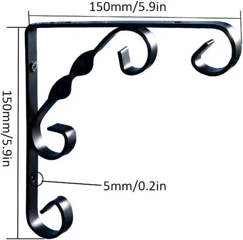Miniatura 2 de Soportes de estante triangulares de hierro forjado montados en la pared, soportes flotantes rústicos con gancho de flores, para estantería, estante