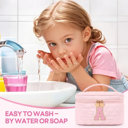 Miniatura 4 de Juego de maquillaje lavable para niñas de 29 piezas - Juego de juguetes de maquillaje real no tóxico con bolsa de cosméticos con letras - Regalos