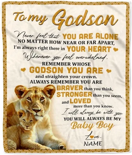 Miniatura 28 de Manta personalizada con texto en inglés «To My Godson», de Godmother Godmother Wolf Moon, My Love for You is Forever Godson Birthday Christmas