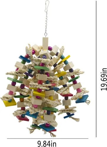 Miniatura 2 de EBaokuup Juguete masticable grande para loros – Bloques de loros de pájaros, juguete desgarrador, jaula de pájaros, juguete para mordedura de jaula