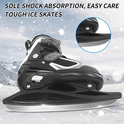 Miniatura 5 de Nattork Patines de hielo para niños, niños y niñas, patines ajustables de hockey con cordones, acolchado suave y soporte de tobillo reforzado