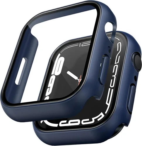 Miniatura 30 de TAURI - Juego de 2 carcasas rígidas para Apple Watch SE Series 6, 5, 4, 1.732 in (44mm), protector de pantalla integrado de cristal templado 9H, Azul
