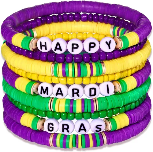 Miniatura 36 de Surfer Heishi - Pulseras apilables para mujer, apilables, de vinilo arcoíris, disco de arcilla, pulseras elásticas para la amistad, joyería bohemia