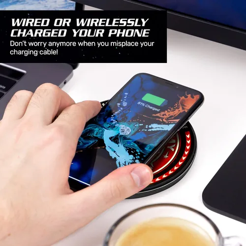 Miniatura 4 de Cargador Inalámbrico Iluminado Star Trek con Paquete de Batería de Respaldo Integrado para Carga Alámbrica y Sin Alambres – Cargador de Teléfono