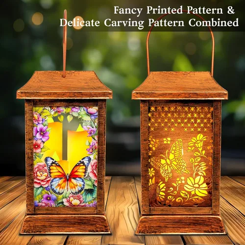 Miniatura 2 de Linternas solares de mariposa al aire libre impermeables, luces colgantes de metal y vidrio para decoración de jardín, regalos de cumpleaños