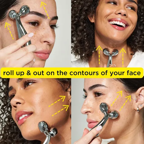 Miniatura 5 de Pacifica Future Youth Rodillo Facial de Acero Inoxidable – Masajeador Facial Dual de Enfriamiento Gua Sha para Esculpir, Contornear y Reducir