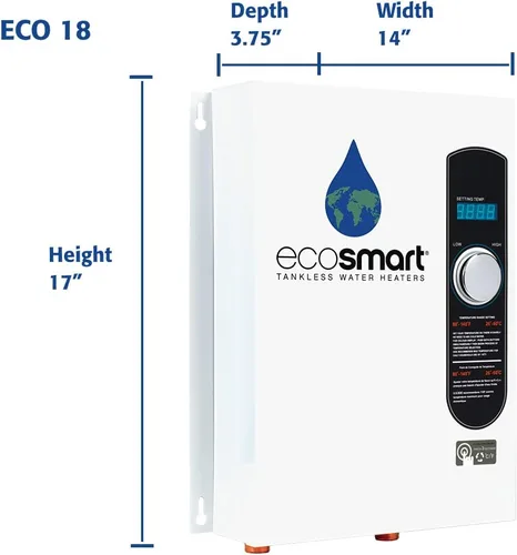 Miniatura 5 de EcoSmart ECO 18 - Calentador de agua eléctrico sin tanque, 18 KW a 240 voltios, con tecnología patentada de modulación automodulante, 17 x 14 x 3.5