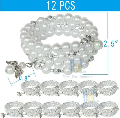 Miniatura 2 de WE Bautismo favor 12PC Rosario Wrap Angel Pulsera Recuerdos de Bautizo Bautizo Regalo para Invitados Blanco Perla - Recuerdos de Bautizo - Recuerdos