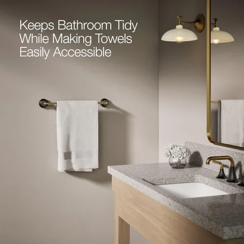 Miniatura 4 de Kohler 27425-BMB Tone™ Toallero de 18 pulgadas, negro mate con latón cepillado moderno Negro mate con latón moderno