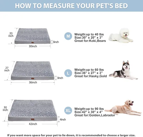 Miniatura 4 de WNPETHOME Cama ortopédica grande para perro, cama grande impermeable para perros con funda extraíble lavable y parte inferior antideslizante, Gris