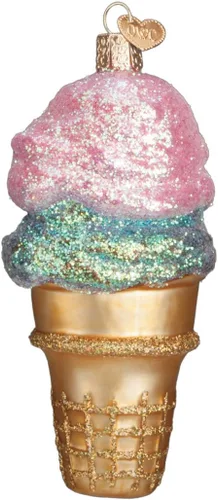 Miniatura 6 de Old World Christmas - Adorno de cono de helado de vidrio soplado para árbol de Navidad, decoración festiva hecha a mano, colección de helados