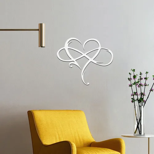 Miniatura 9 de MayLove-US Decoración de pared de metal con corazón infinito, decoración única de pared de corazón infinito, placa de letrero de amor, arte Blanco