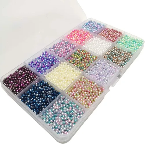 Miniatura 7 de Chenkou Craft 4500 cuentas redondas de 0.15 pulgadas (0.157 in) surtidas, sin agujero, para álbumes de recortes, manualidades, decoración de cuentas