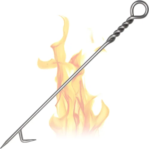 Miniatura 9 de Póquer de fuego de 40 pulgadas para hoguera, diseño de cuerda trenzada, póker de chimenea resistente, póquer de hierro forjado de una pieza