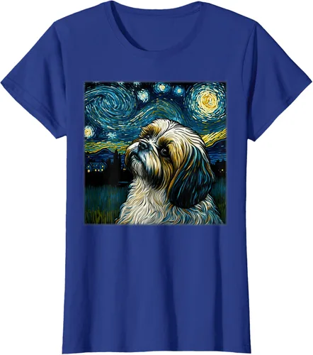 Miniatura 78 de Camiseta Surrealism Starry Night Shih Tzu Dog