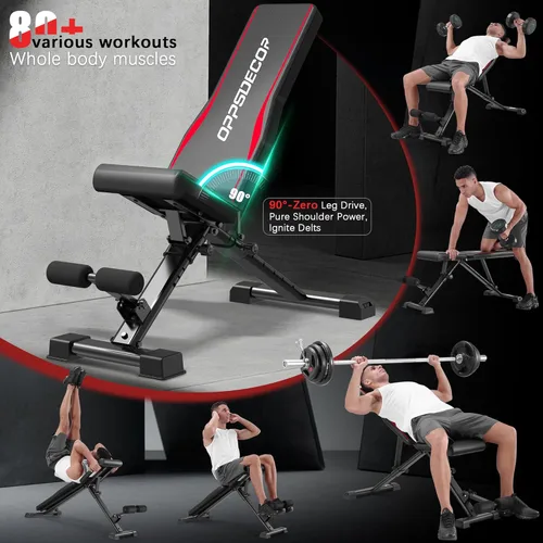 Miniatura 6 de OPPSDECOR Adjustable Weight Bench, 900LBS Capacity, 8+4+2 Positions, 18.5" Seat Height, Easy Assembly Foldable Workout Bench for Home Gym Strength