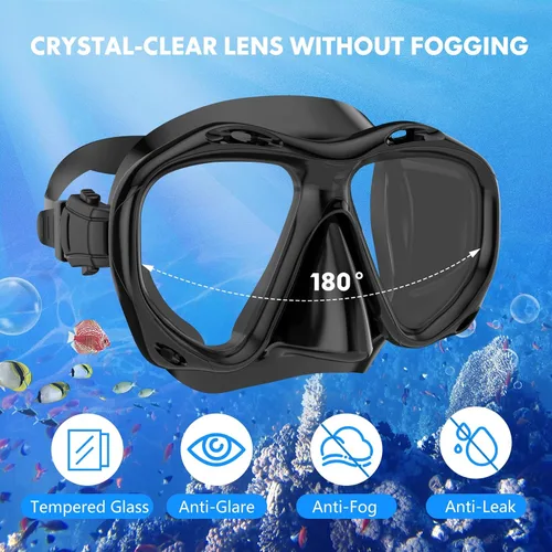 Miniatura 4 de Mask Fin Snorkel Set, Travel Size Snorkeling Gear for Adults with Panoramic View Anti-Fog Mask, Fins, Dry Top Snorkel for Swimming Training