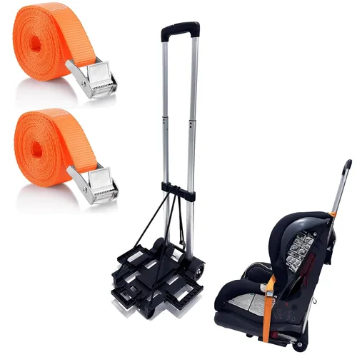 Carrito de viaje para asiento de automóvil para aeropuerto, carrito plegable para asiento de automóvil y rodillo, capacidad de 90 libras para viajes