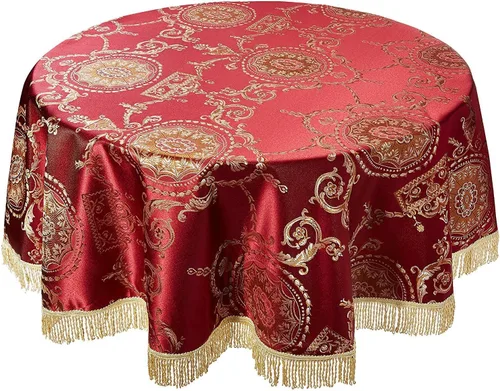 Miniatura 10 de Violet Linen Prestige - Mantel con diseño de damasco, 52 x 70 in, color burdeos. Borgoña