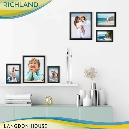 Miniatura 6 de Langdon House Juego de marcos de fotos de 4 x 6 pulgadas (negro, paquete de 6) con bordes distinguidos para estilo clásico, colección Richland