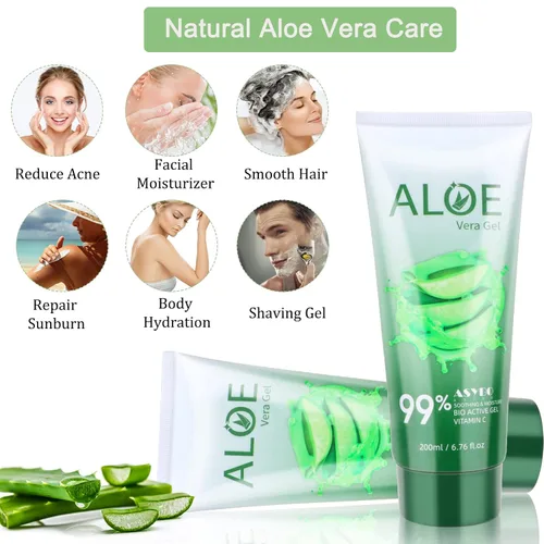 Miniatura 6 de Gel de aloe vera de 200 x 0.1 fl oz, 99% orgánico puro aloe vera hidratante facial y corporal, crema de aloe natural para piel seca, quemaduras