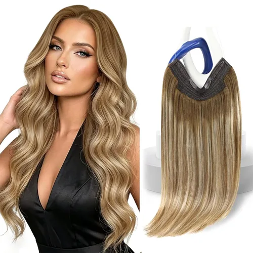 Miniatura 26 de Sunny Hair - Extensiones de cabello humano con banda invisible, color rubio platino (#60), 20 pulgadas