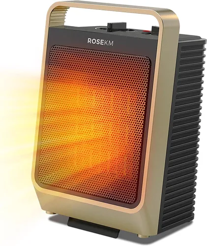 ROSEKM Calentadores de espacio para uso en interiores, calentador eléctrico portátil de 1500 W con termostato, calentador de cerámica para