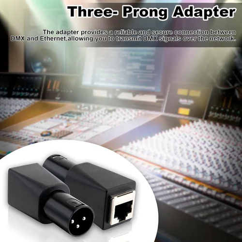 Miniatura 3 de Adaptador DMX a RJ45, DMX512 3 pines XLR macho a Ethernet Cat5 conector de red para iluminación de escenario, equipo de DJ, control de audio y video