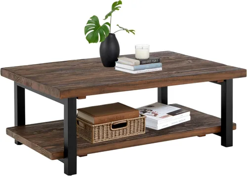 Miniatura 18 de Alaterre Furniture - Mesa auxiliar de 3 niveles de madera maciza Pomona con estantes de almacenamiento – Mesa lateral o mesita de noche rústica