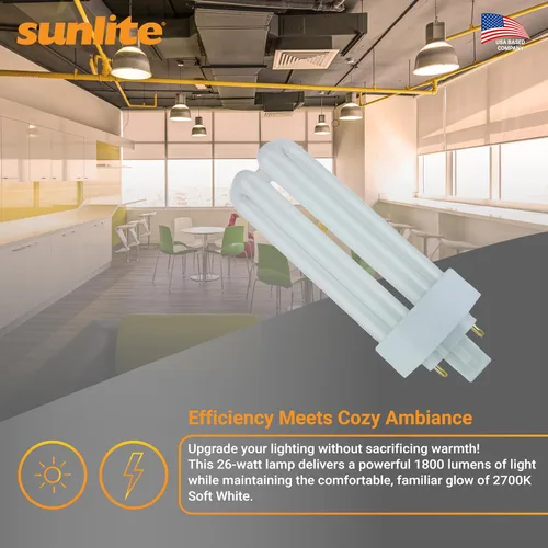 Miniatura 5 de Sunlite PLT26/E/SP27K foco de luz fluorescente de 4 pines para enchufar, compacto, 26 vatios, PLT26/E/SP27K/10PK, 26watts