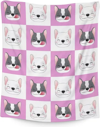 Miniatura 17 de Regalos de bulldog francés para niños, 30 x 40 pulgadas, mantas de bulldog francés tamaño regazo, mantas suaves y peludas con temática de perros