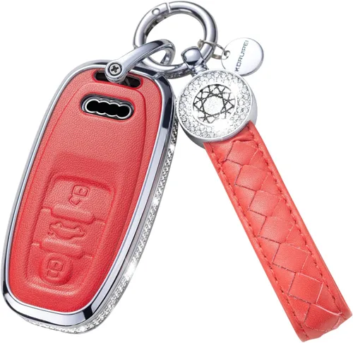 Miniatura 11 de Compatible con Funda para Llavero Audi con Llavero de Cuero Genuino Cristal Protección Completa Carcasa de Llave Compatible con Audi A4 Q7 Q5 TT A3