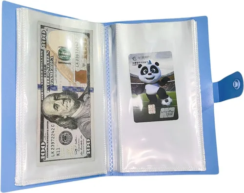 Carpeta de ahorro de dinero, 50 páginas de fundas transparentes para billetes, soportes de billetes protector de dinero para billetes