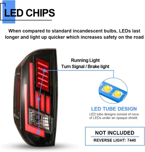 Miniatura 3 de Ensemble de luces traseras secuenciales LED ROXX 2014-2022 para Toyota Tundra, reemplazo de ensamble de luces traseras con luces DRL/de freno