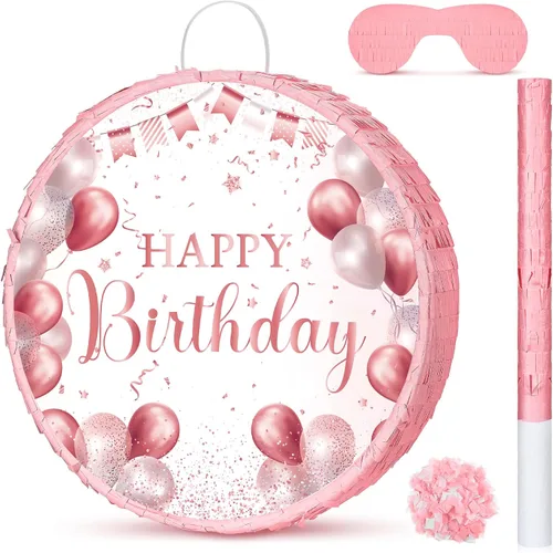 Miniatura 10 de Sinmoe Piñata de cumpleaños con palo, vendados y confeti, piñata grande para adultos, hombres y mujeres, suministros de fiesta de cumpleaños