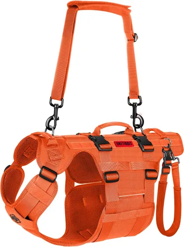 Miniatura 8 de OneTigris Arnés de elevación para perros grandes, soporte de cadera para perros, elevador de cuerpo completo con asas Invictus Chaleco Negro