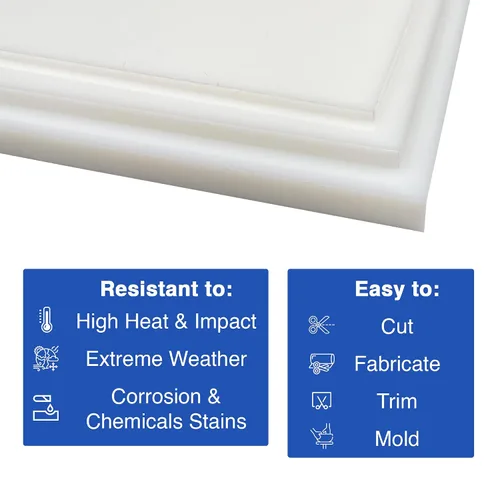 Miniatura 4 de Duco Hoja de polietileno de alta densidad de 1/2 pulgada de grosor, 6 x 12 pulgadas (1 unidad), protector de plástico HDPE blanco, hoja de plástico