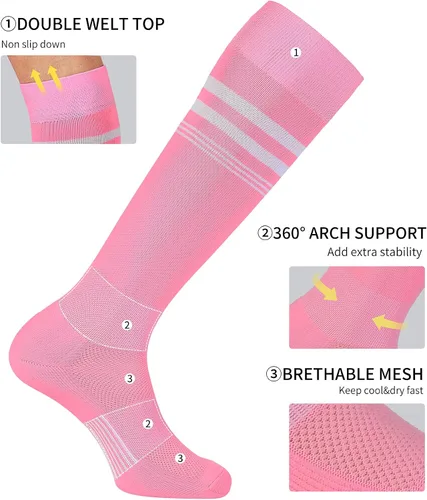 Miniatura 3 de CS CELERSPORT 23 pares de calcetines de fútbol y sóftbol para jóvenes, niños, hombres y mujeres, calcetines multideportivos