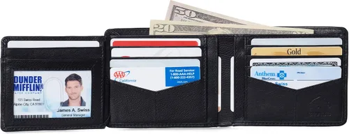 Miniatura 4 de Alpine Swiss RFID Luka - Cartera de identificación con tapa para hombre capacidad plegable con sección de billetes dividida viene en una caja