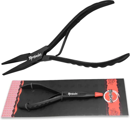 Manjushri Pinzas de precisión de 6 pulgadas para extraer, arrancar y tirar de los huesos del pasador (negro)