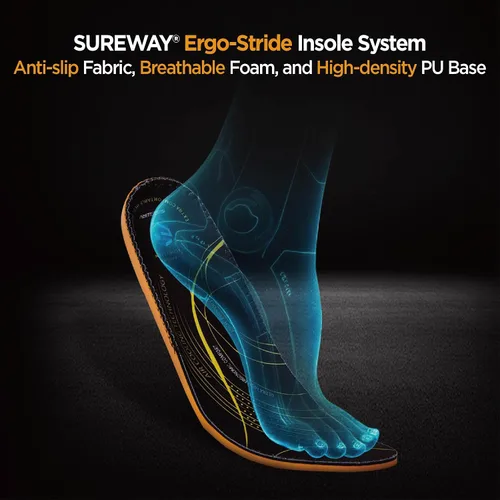 Miniatura 6 de SUREWAY GoodyearWelt, botas de trabajo de 6 pulgadas para hombre, suaves, con punta de acero, de cuero de grano completo, antideslizantes, EH Safety