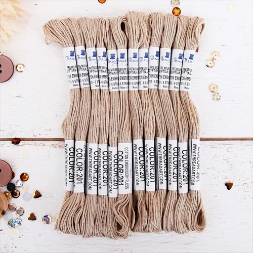 Miniatura 15 de 12 madejas ThreadArt Premium de hilo de bordar de algodón egipcio de fibra larga Gris antiguo 6 hilos divisibles de 8.75 yardas cada uno
