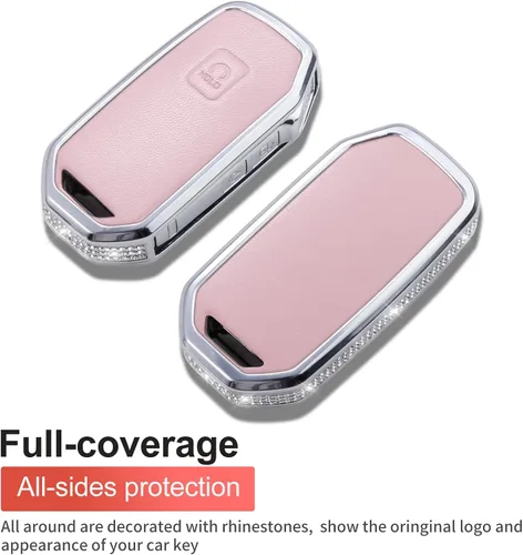 Miniatura 3 de Compatible with Kia Key Fob Cover with Keychain Genuine Leather Crystal Key Protector