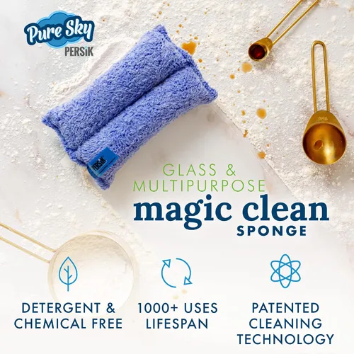 Miniatura 3 de Pure-Sky Ultra - Esponja de limpieza de microfibra 2 en 1, combinación para vidrio y multiusos, solo agrega agua, no necesita detergentes, uso