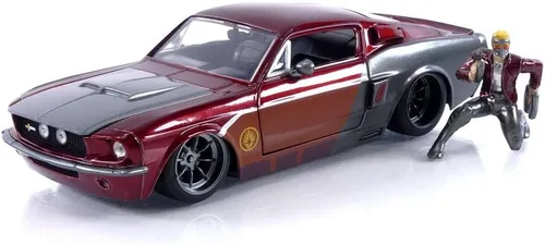 Jada Toys Marvel Guardians of The Galaxy 1:24 1967 Shelby GT500 - Coche fundido a presión con figura de señor de las estrellas de 2.75 pulgadas