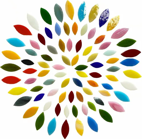 Miniatura 2 de 120 azulejos de mosaico de pétalos para manualidades, pétalos de vidrieras cortados a mano, piezas de flores de mosaico, kit de suministros
