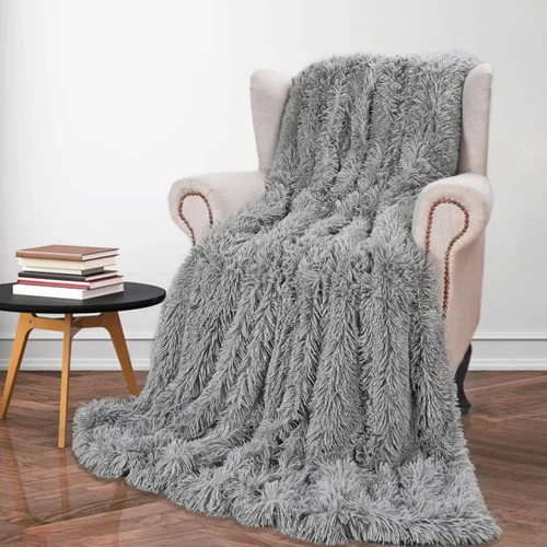 Andecor Manta suave y esponjosa de piel sintética, 50 x 60 pulgadas, manta de felpa ligera y cálida para cama, sofá, silla, decoración del hogar,