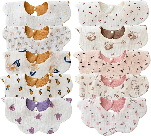 Miniatura 9 de Baberos de muselina para bebés, baberos para babero de dentición para bebé niña o niño de muselina de algodón Azur