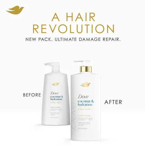 Miniatura 4 de Dove Acondicionador de coco e hidratación para cabello seco con tecnología de cuidado de bio-proteínas y aceite de coco, 28 onzas líquidas